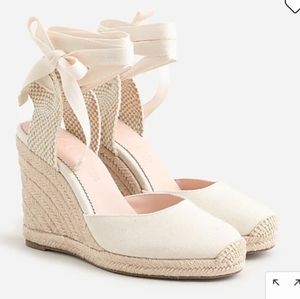 J.Crew Round Toe Espadrills Wedges Natural 8.5